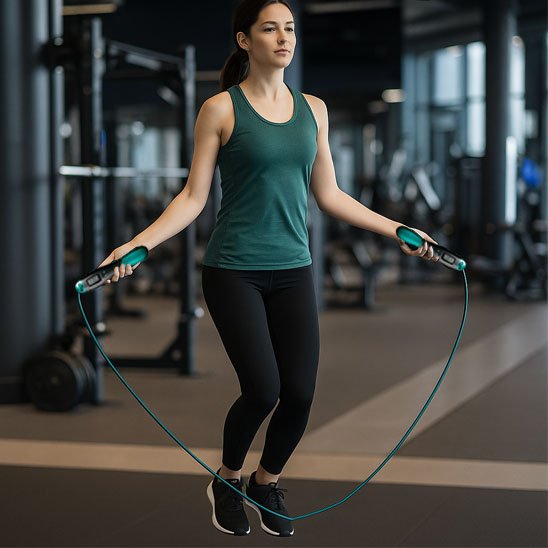 Corde a sauter sans corde femme saute lentement