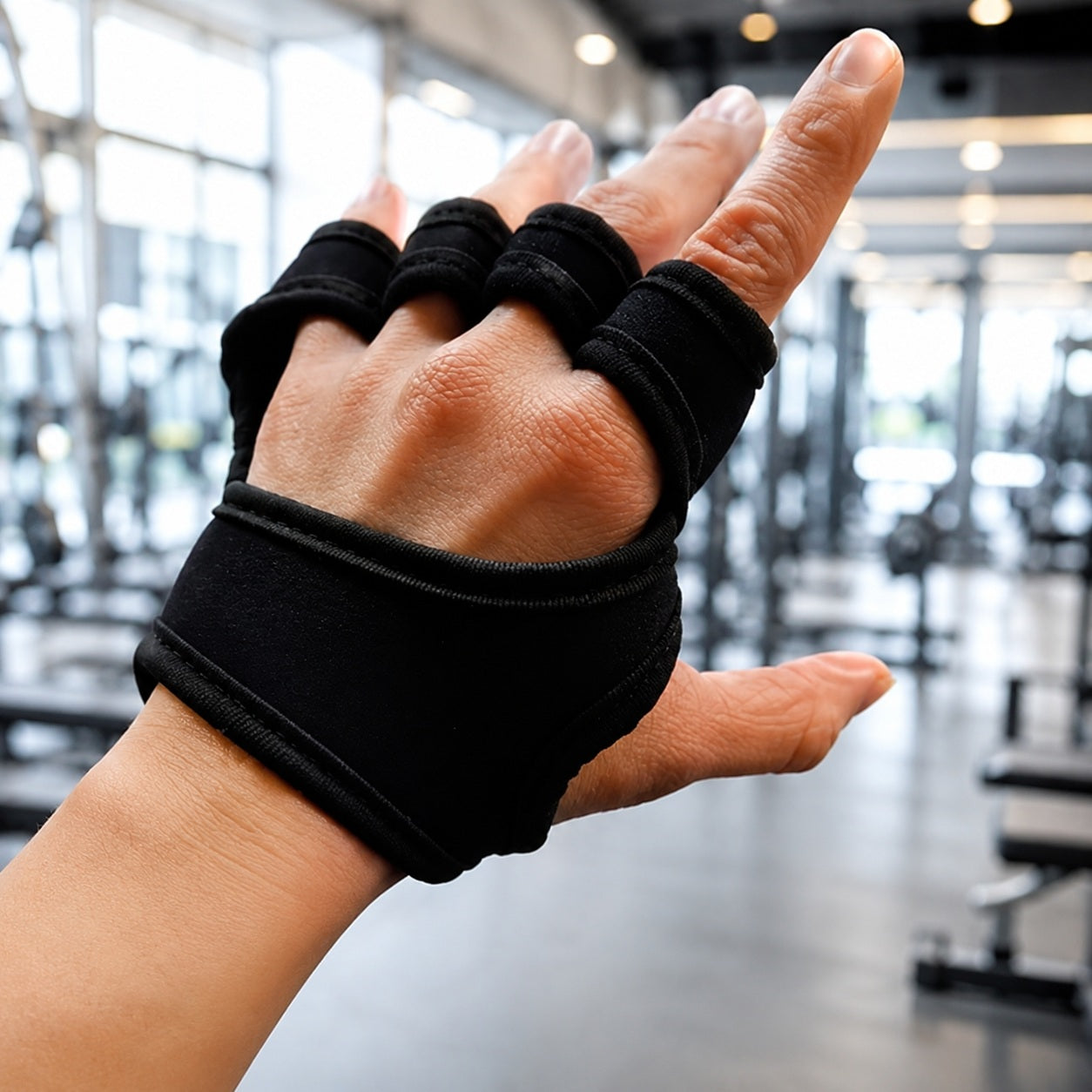Gant musculation une personne montrant le dessus de la paire