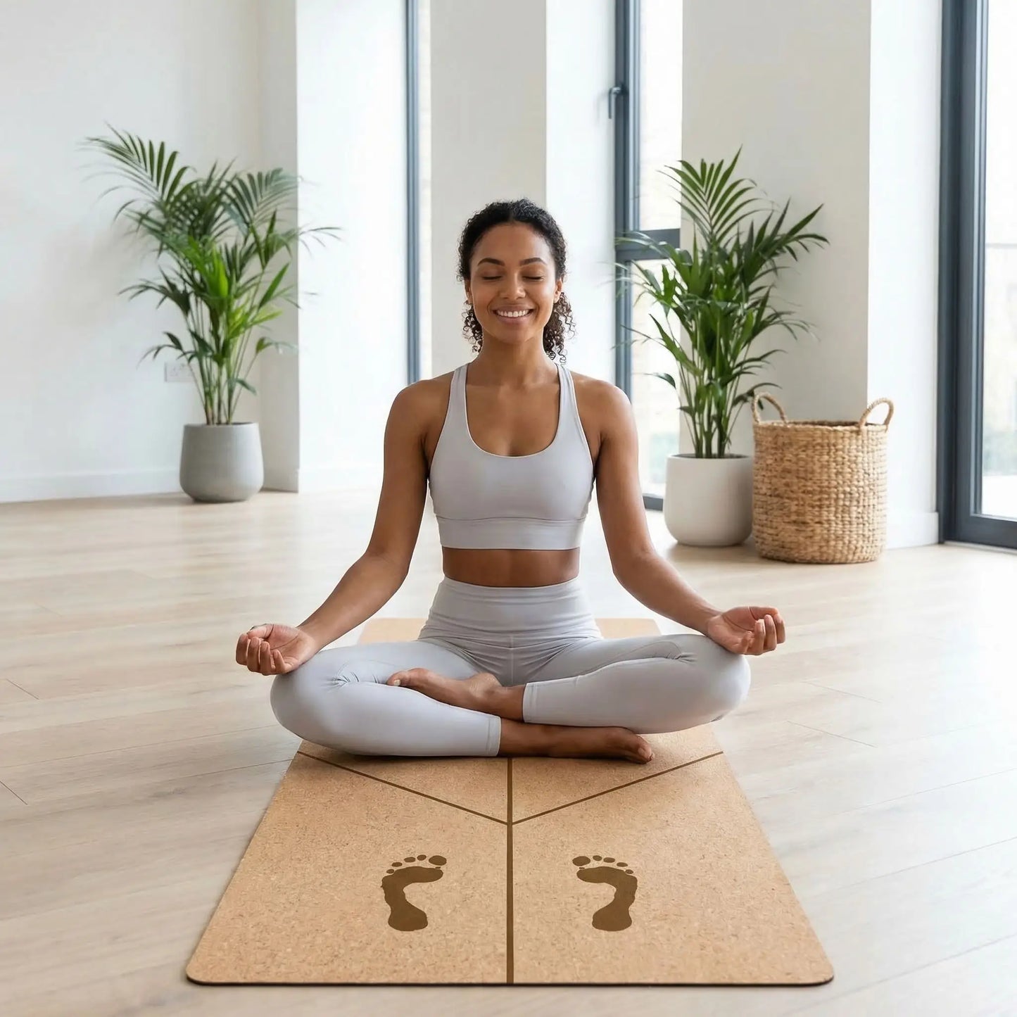 Tapis yoga une personne en posture du lotus au studio