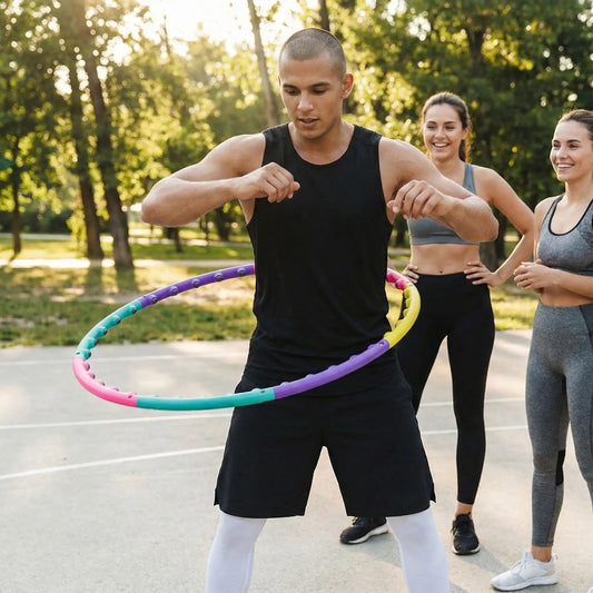 Hula hoop fitness un groupe de personnes pratiquant le renforcement ensemble 