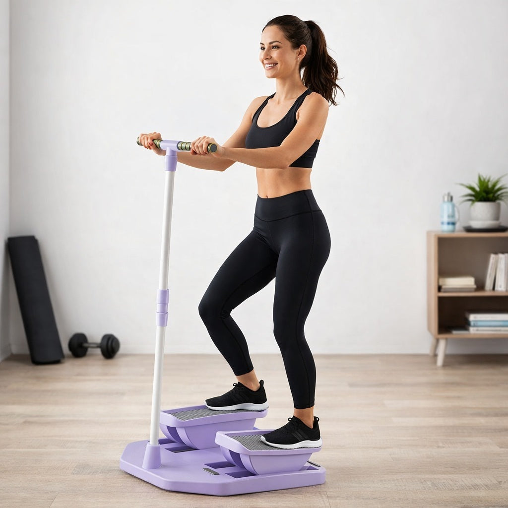 Exercice stepper debutant une personne s'entraînant sur l'appareil fitness