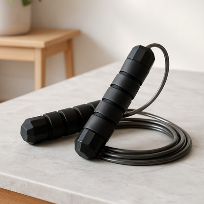 Corde a sauter déposé sur table à la maison