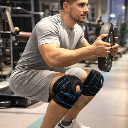 Genouillère ligamentaire une personne en position squats au gym