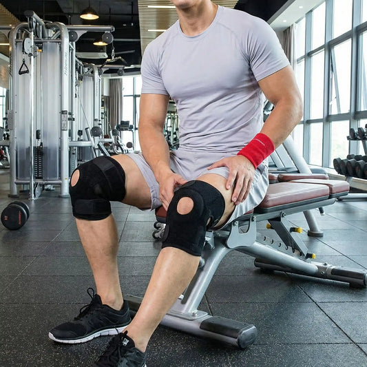 Genouillère rotulienne une personne portant l'équipement pendant une séance au gym