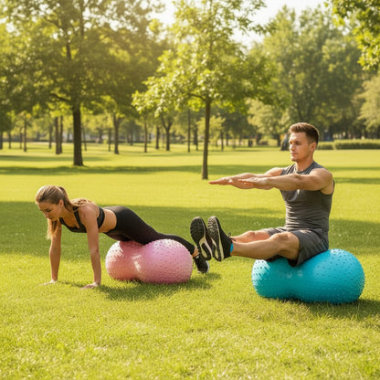 Ballon cacahuète deux personnes pratiquant l'équilibre dans un parc