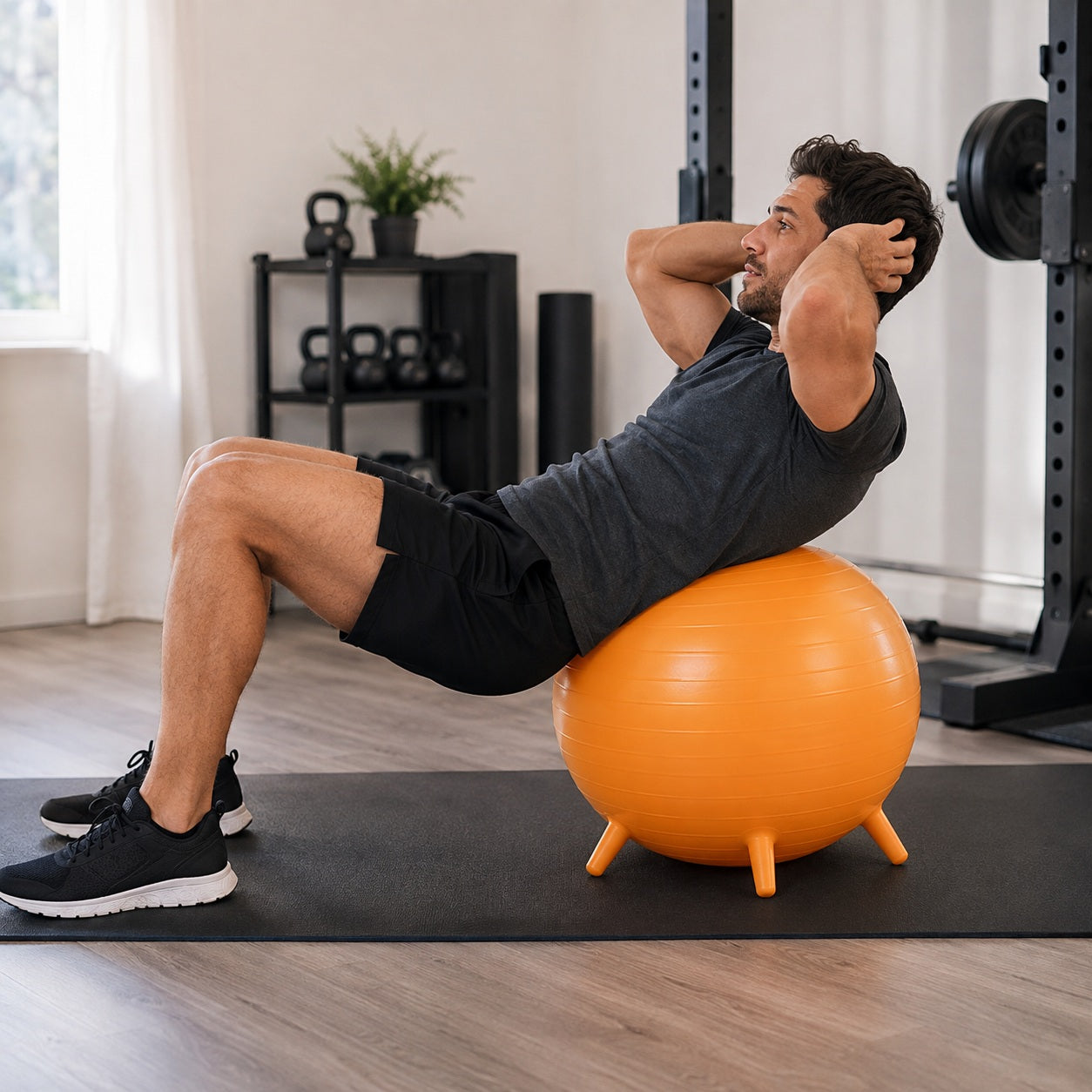 Ballon gym une personne pratiquant des redressements assis sur l'accessoire fitness