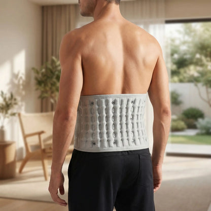 ceinture chauffant lombaire vue face derrière de ceinture sur un homme