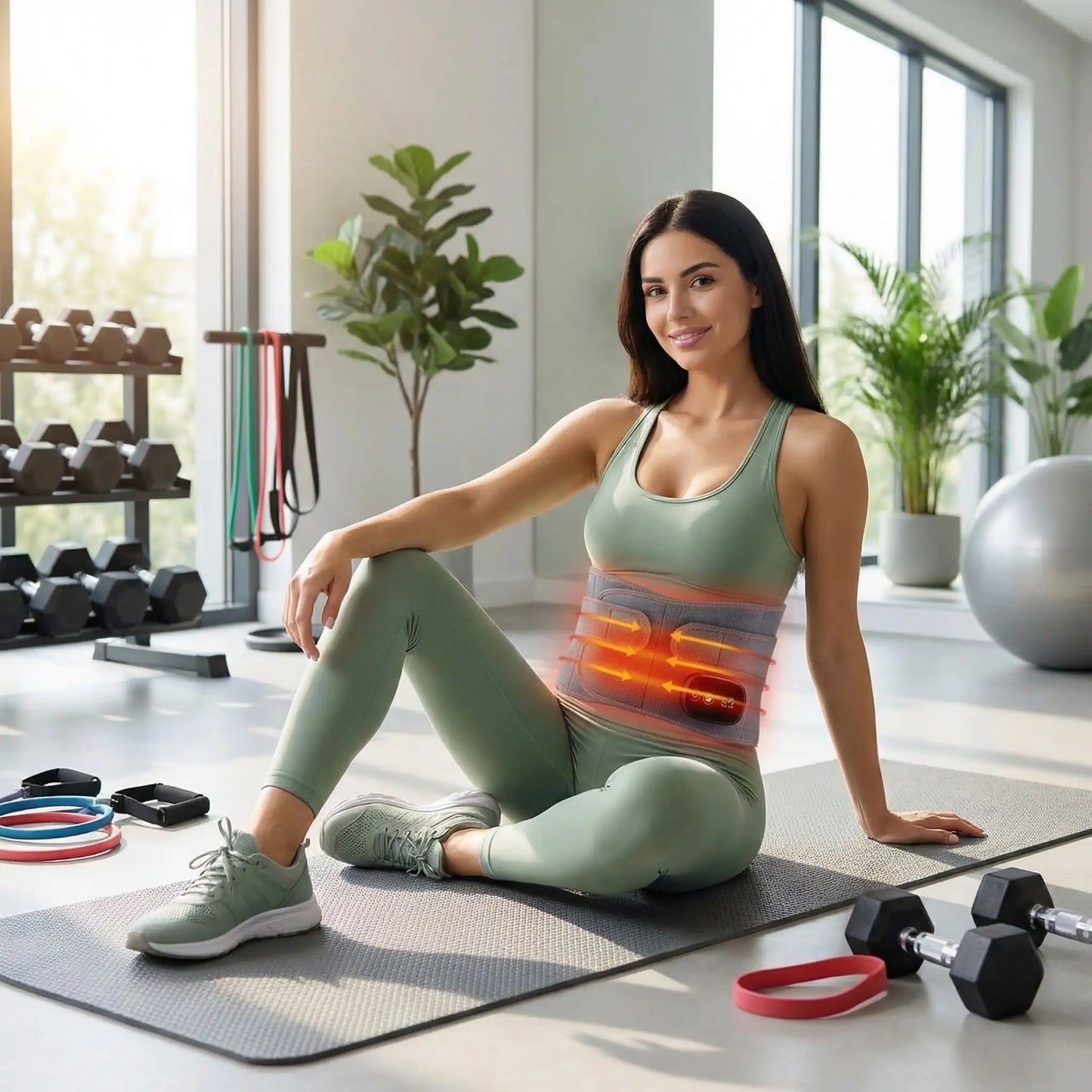 Ceinture chauffante lombaire une femme portant la ceinture