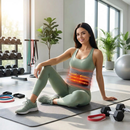 Ceinture chauffante lombaire une femme portant la ceinture