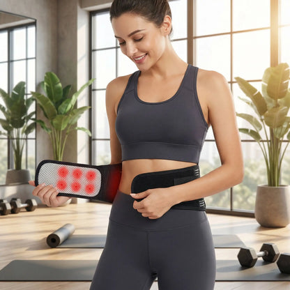 Ceinture lombaire chauffante une femme portant la ceinture au studio sportif