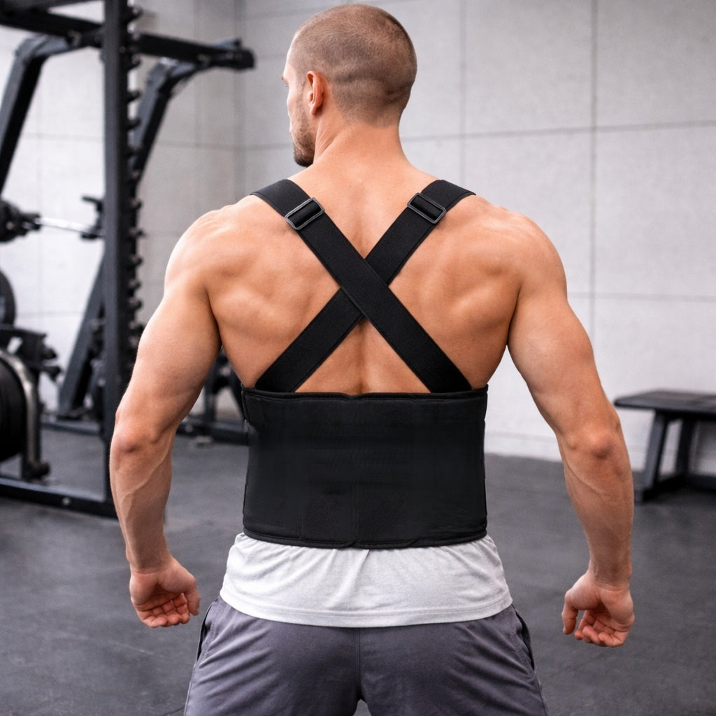 Ceinture lombaire porté par une personne en salle sportive