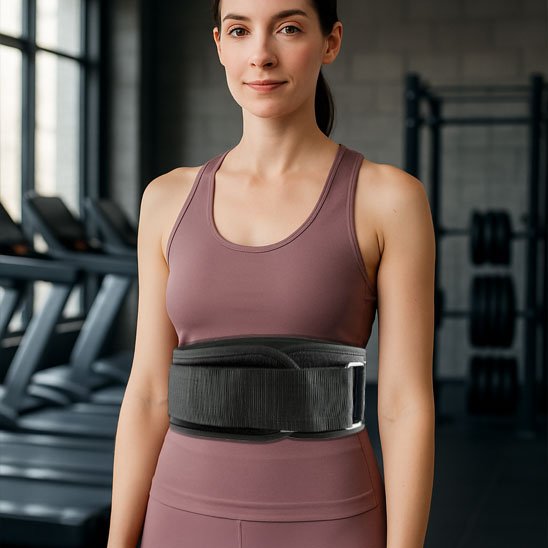 Ceinture lombaire sur une taille de femme au gym