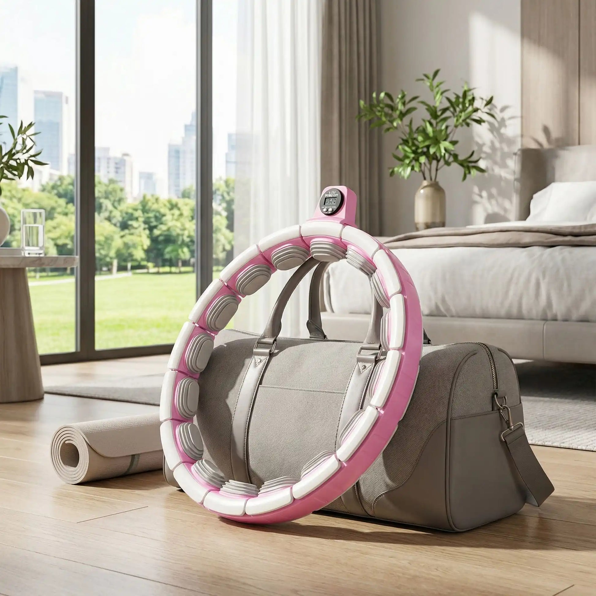 Cerceau fitness sur un sac de sport dans une chambre