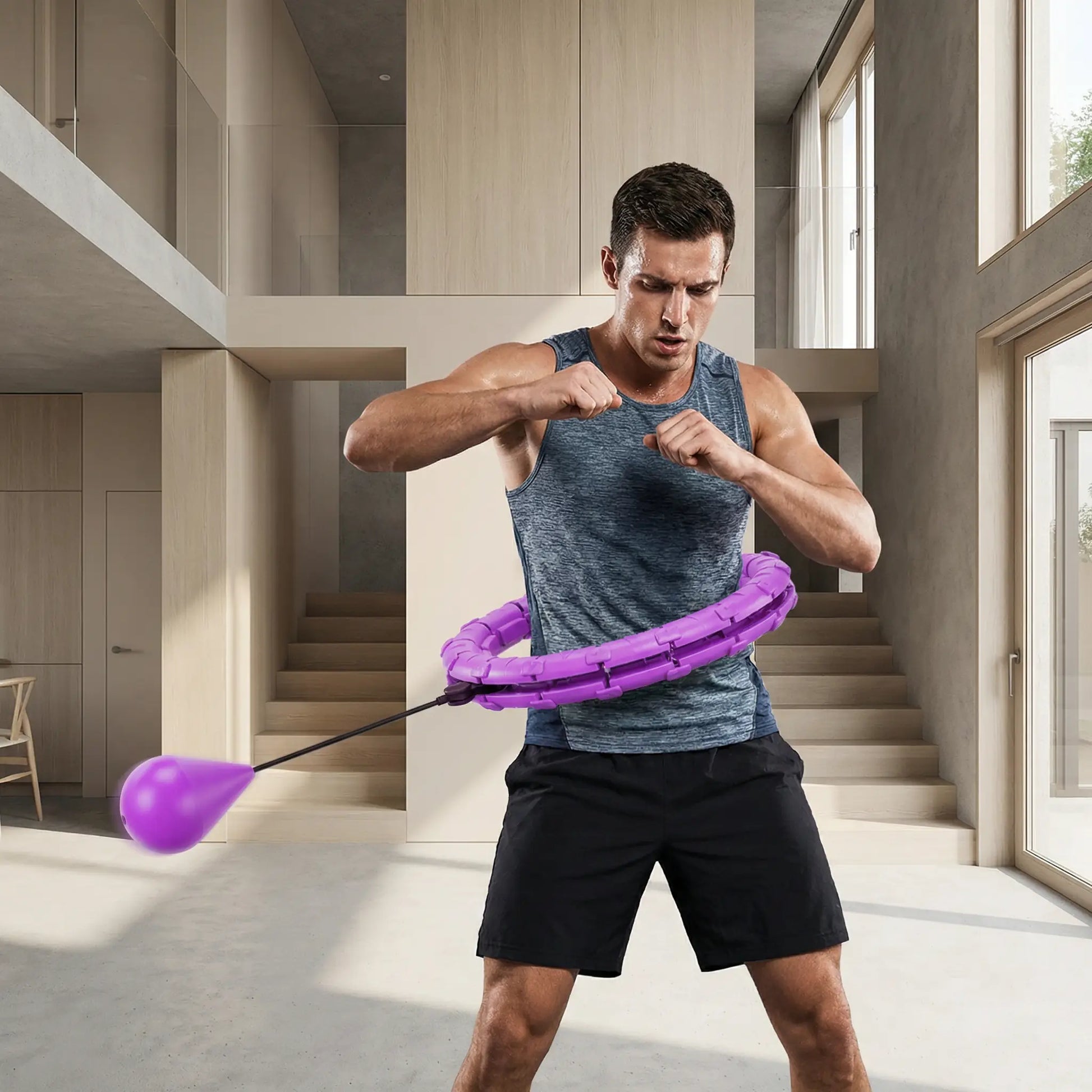 Cerceau fitness un homme pratiquant intensivement