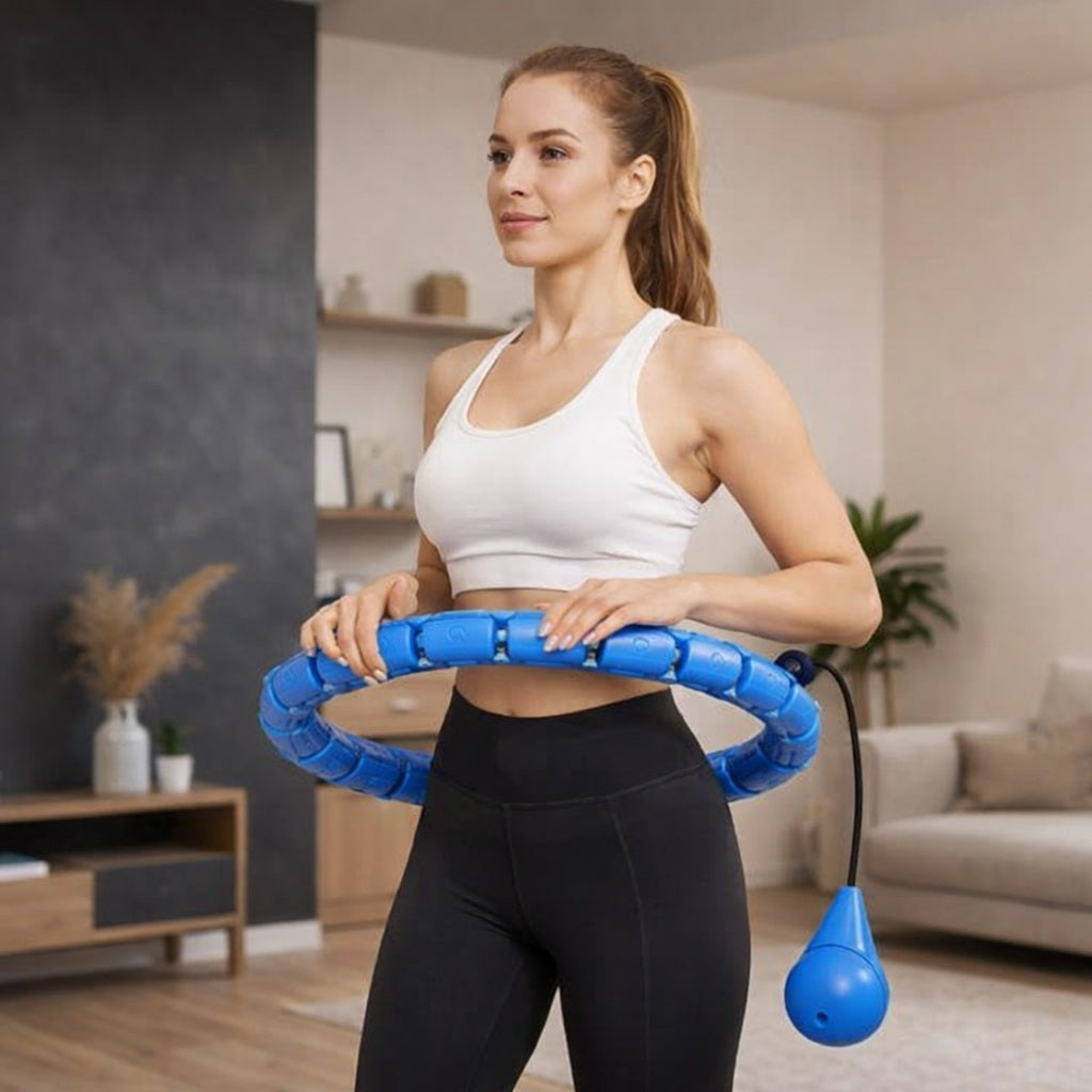 Cerceau fitness une femme utilise le modèle bleu
