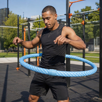 Cerceau hula hoop fitness une personne pratiquant dans espace extérieur de renforcement