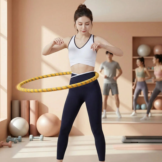 Cerceaux fitness femme pratiquant au studio sportif