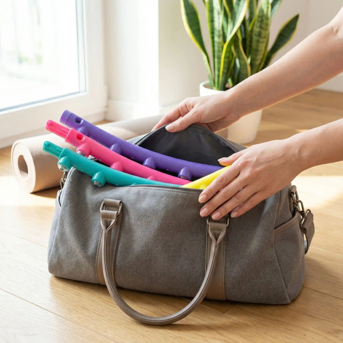 Cerceaux fitness segments séparable rentré dans un sac sport