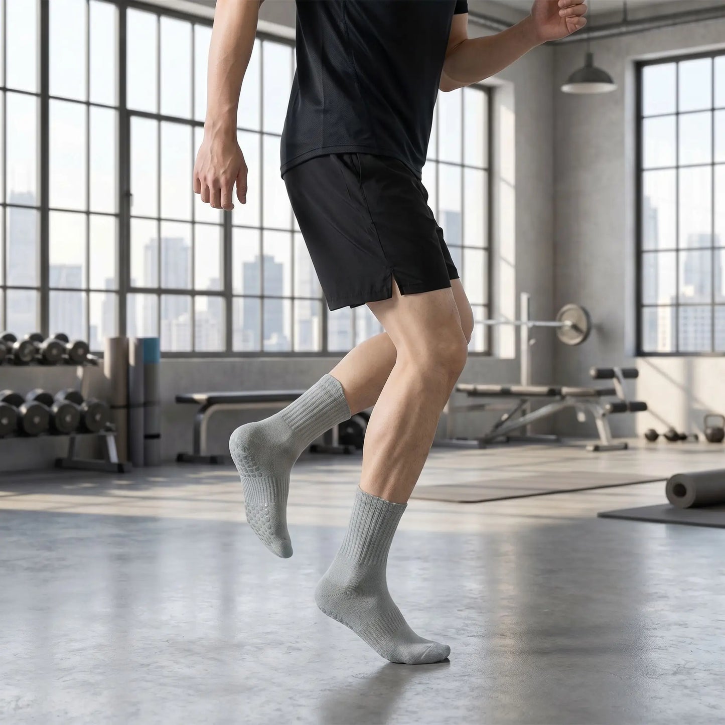 Chaussette sport homme en pratique de saut au gym
