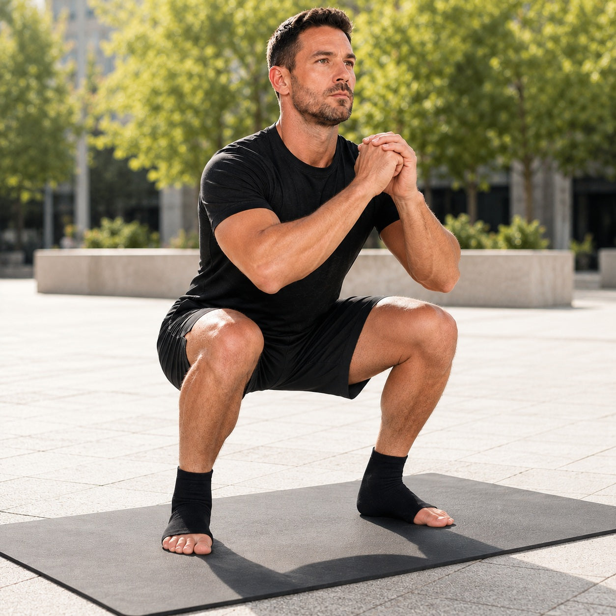 Chaussettes de sport porté pendant exercice extérieur lumineux
