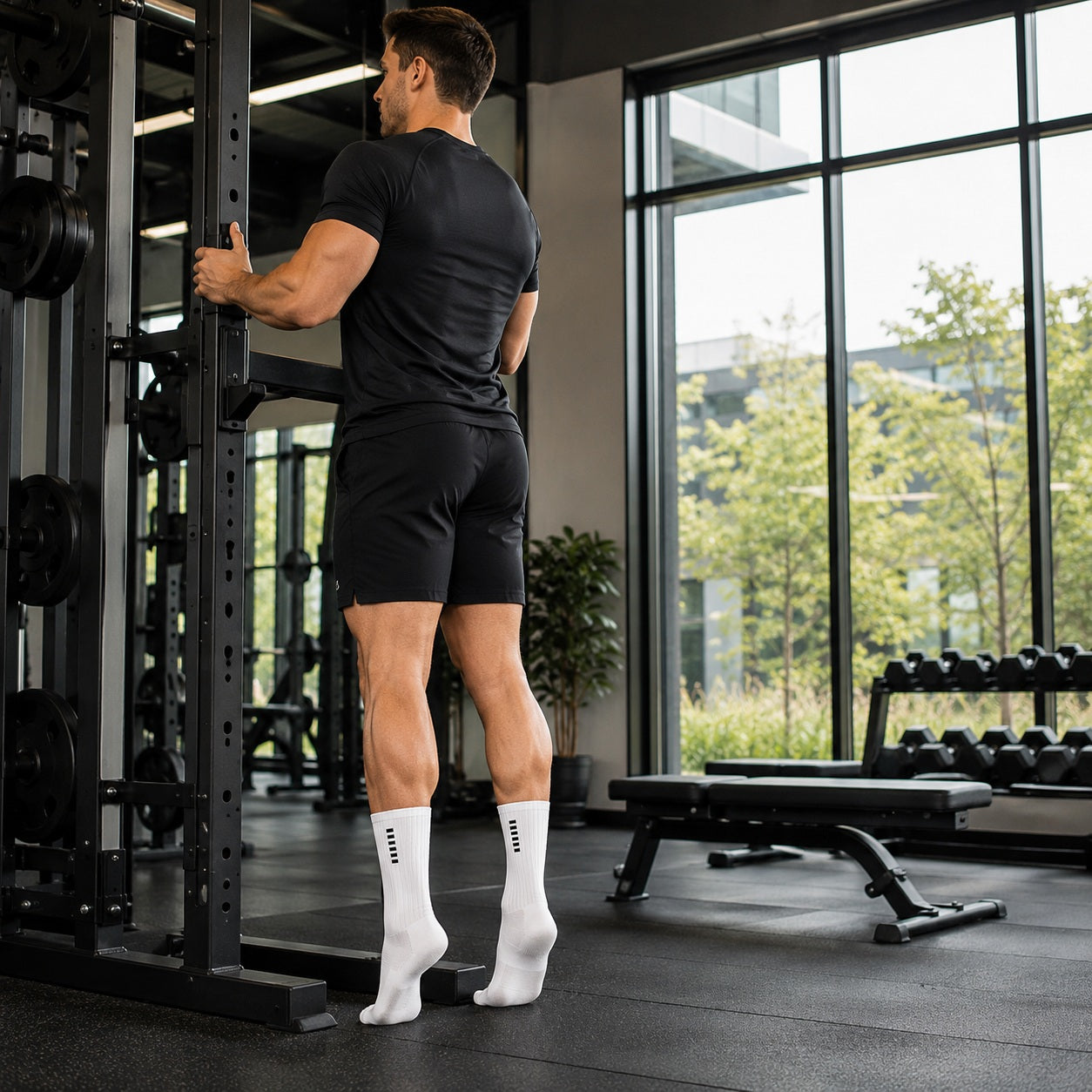 Chaussettes de sport une personne utilisant la paire pendant un exercice au gym