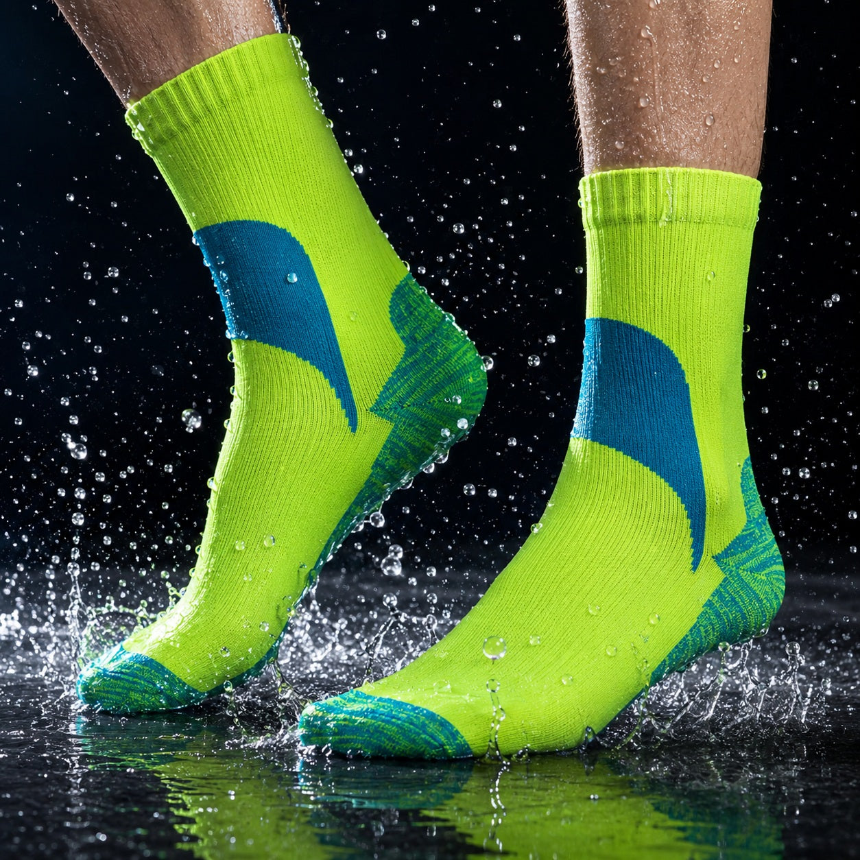 Chaussettes sport imperméable sur une surface mouillé