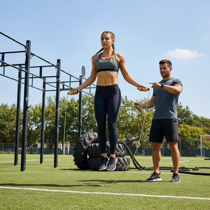 Corde à sauter crossfit deux personnes lors d'une pratique