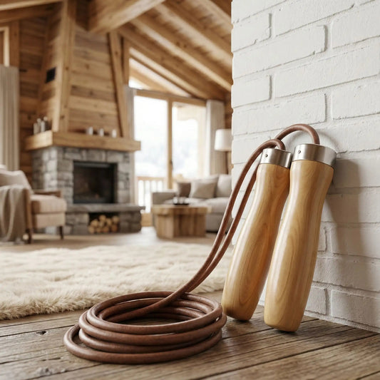 Corde à sauter dans un environnement de chalet
