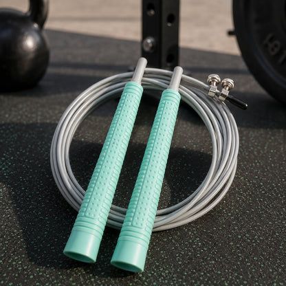 Corde a sauter musculation modèle de couleur bleu au gym