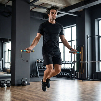 Corde a sauter sans corde homme se pratique au gym