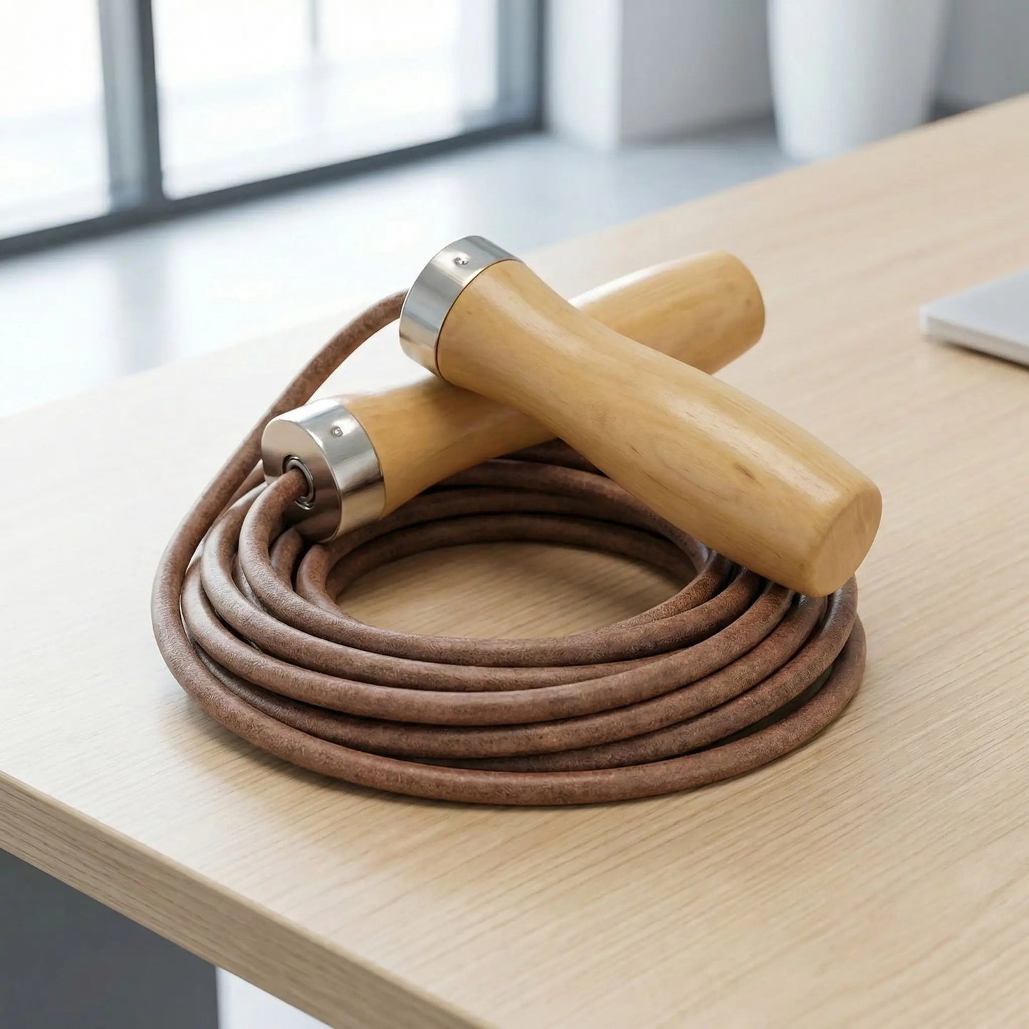 Corde à sauter sur une table de bureau