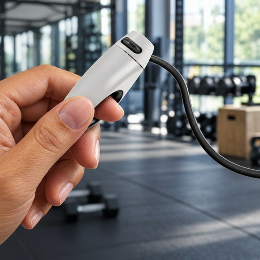 Corde de vitesse crossfit une main montrant la prise de la poignée anneau de l'équipement