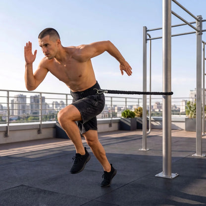 Corde fitness une personne faisant une séance de renforcement en solo avec le matériel d'entraînement