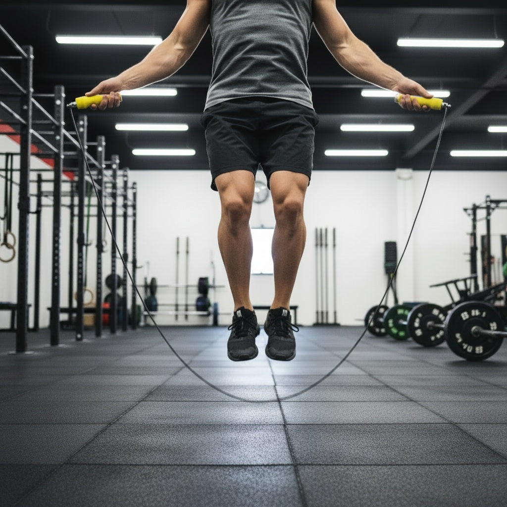 Cordes à sauter crossfit une personne pratiquant dans un espace entraînement crossfit