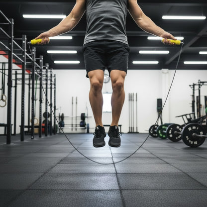 Cordes à sauter crossfit une personne pratiquant dans un espace entraînement crossfit