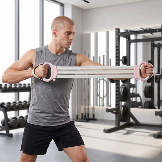 Élastique muscu une personne en séance d'entraînement au studio fitness professionnelle  