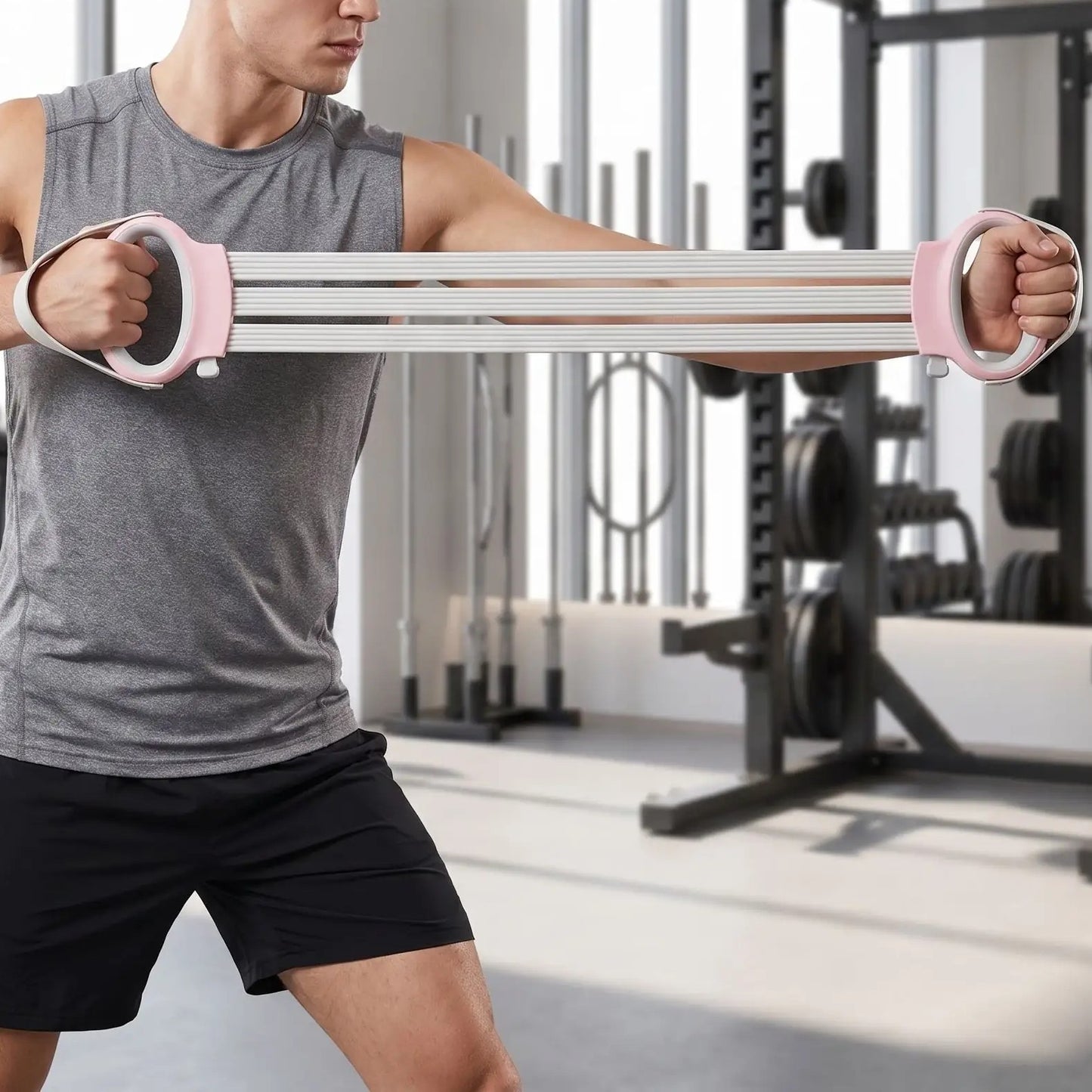 Élastique muscu une personne en séance d'entraînement intensive au studio fitness professionnelle  