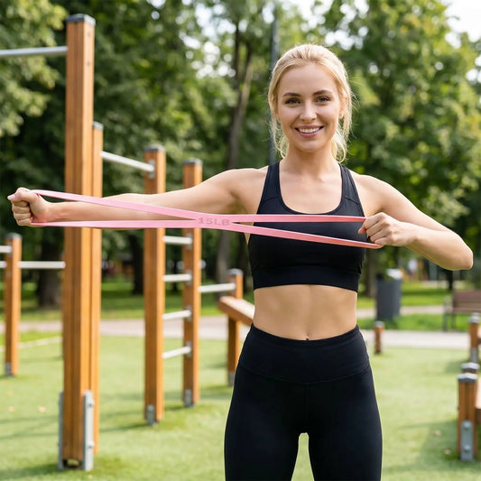 Élastique muscu une personne l'utilisant pour renforcer les bras