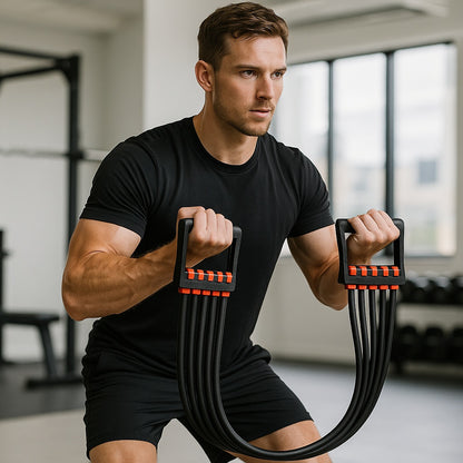 Elastique sport homme au gym se prépare