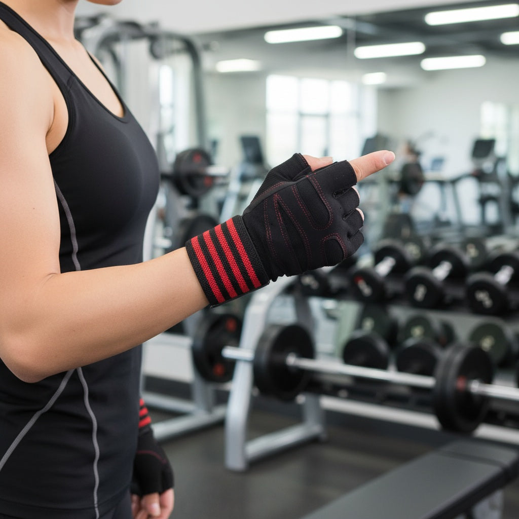 Gant musculation montrant la partie de dessus de la paire de gants