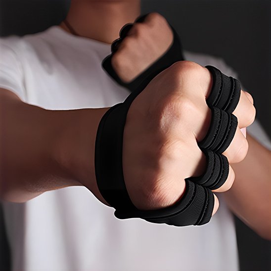 Gant musculation une personne montrant la paire pendant l'usage