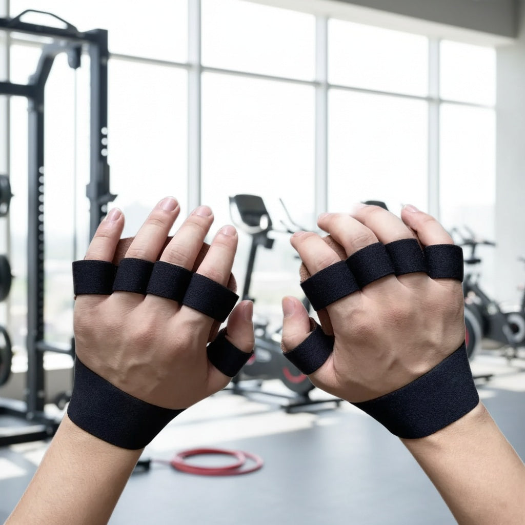 Gants musculation une personne montrant le modèle de la paire vue de dessus