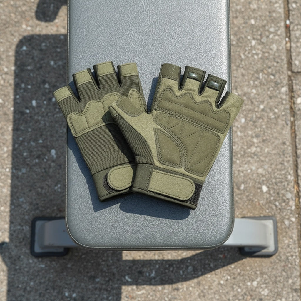 Gants musculation usage dans un espace de musculation à l'extérieur modèle couleur vert