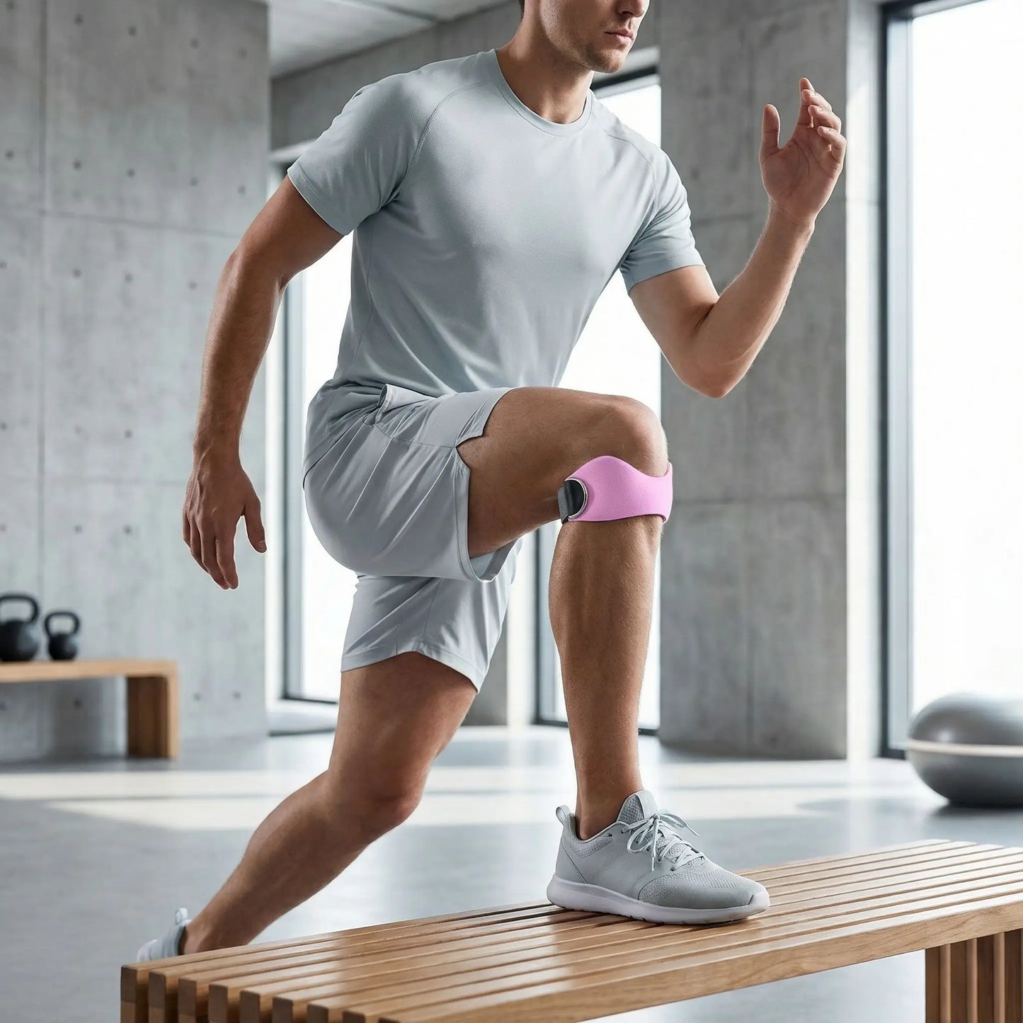 Genouillere rotule une personne utilisant la piece pendant une séance d'entrainement fitness