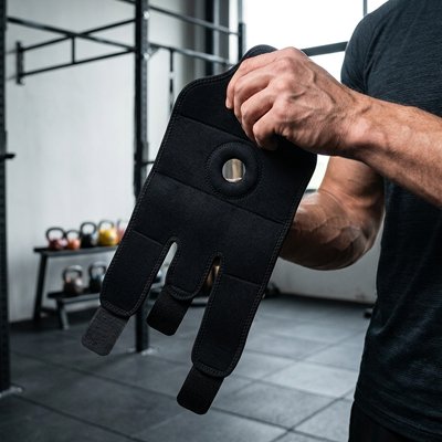 Genouillère rotulienne une personne tenant l'équipement dans les mains