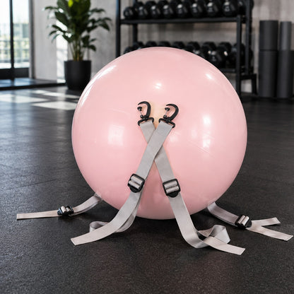 Gros ballon de gym avec sangles intégrées de couleur rose