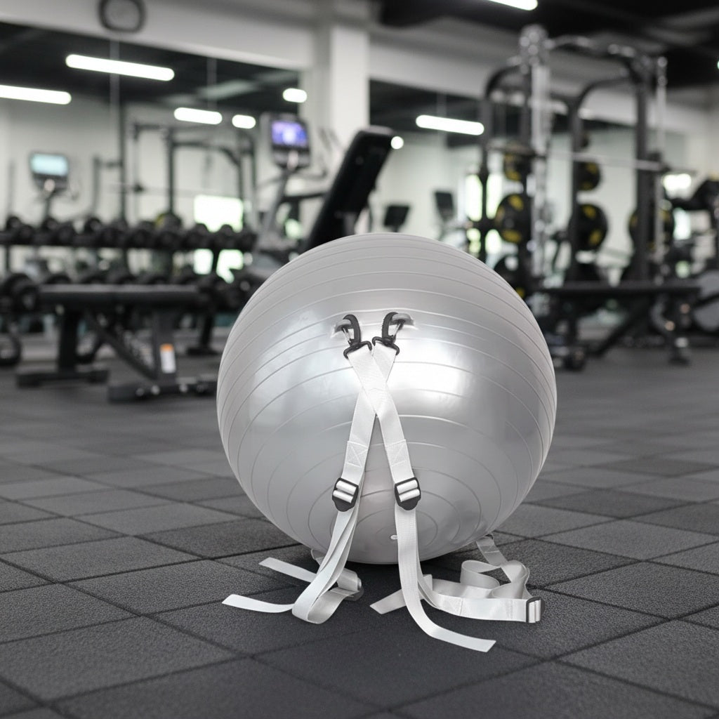 Gros ballon de gym avec sangles intégrées modèle de couleur gris