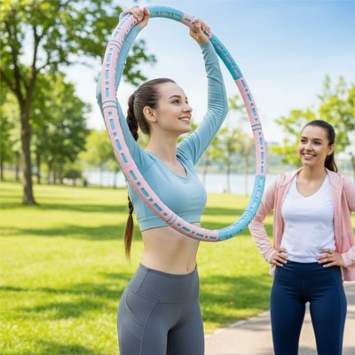 Hula hoop deux personnes pratique ensemble