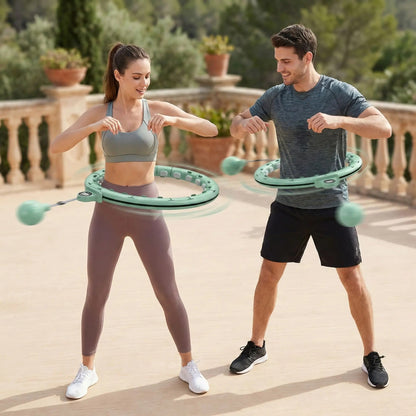Hula hoop fitness deux personnes s'entraînent ensemble