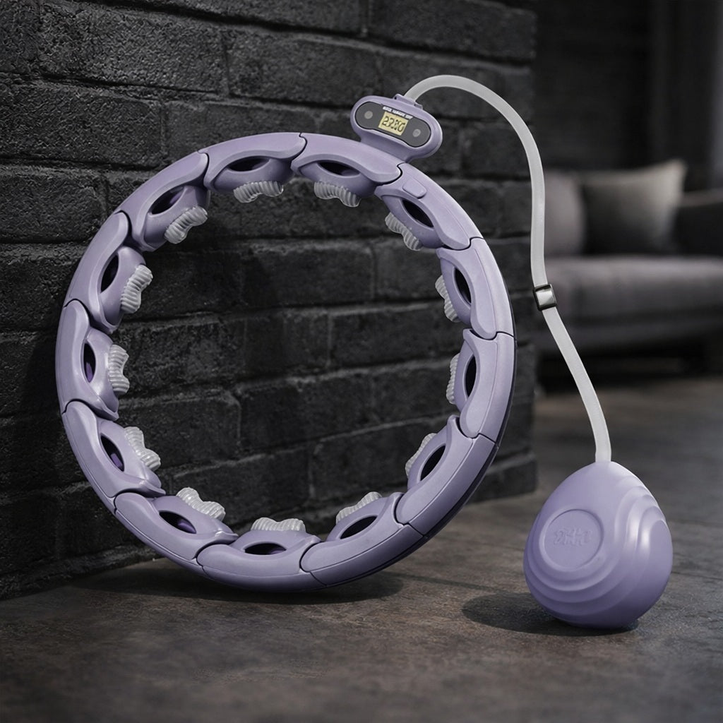 Hula hoop intelligent appuyé contre un mur de brique 